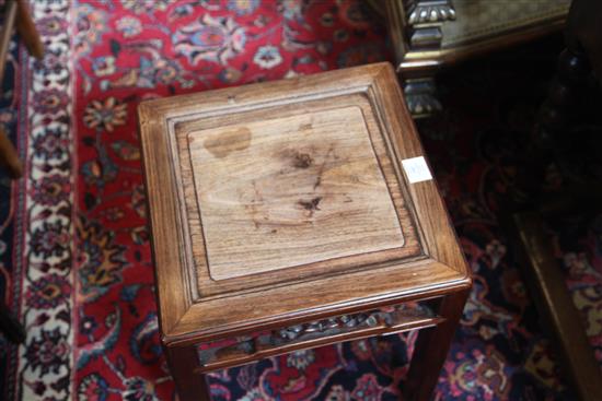 A pair of Chinese hongmu square tables, 19th century, width 41cm height 49cm